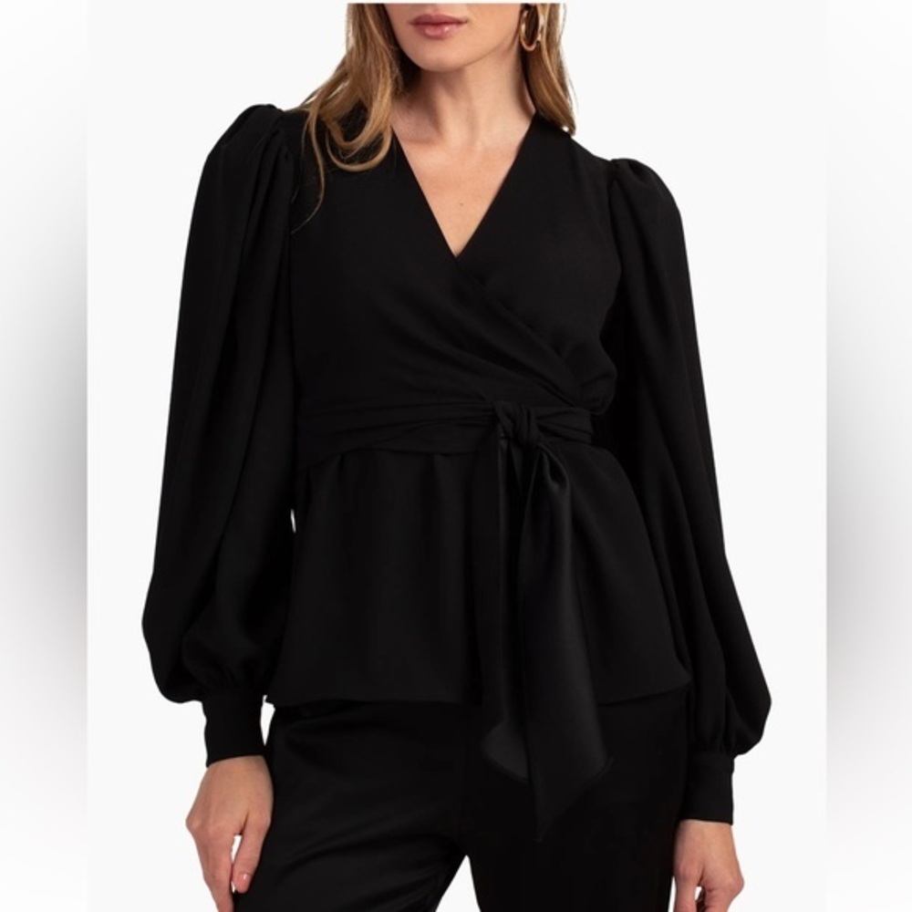 Trina Turk Black Aquatic Wrap Blouse